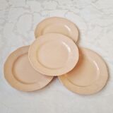 Set of 4 pink octagonal dessert plates Digoin