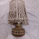 Vintage 70s Jersey Pottery ceramic lamp with macrame shade