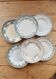 6 mismatched vintage ironstone dinner plates – Blue and green tones
