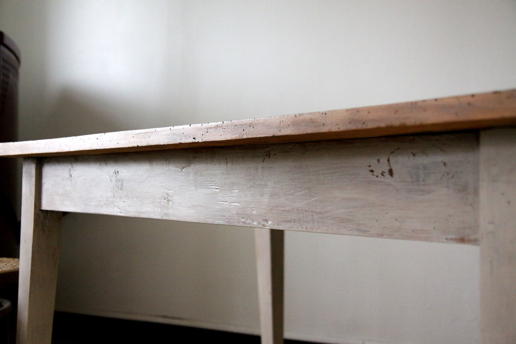 Patinated wooden dining table