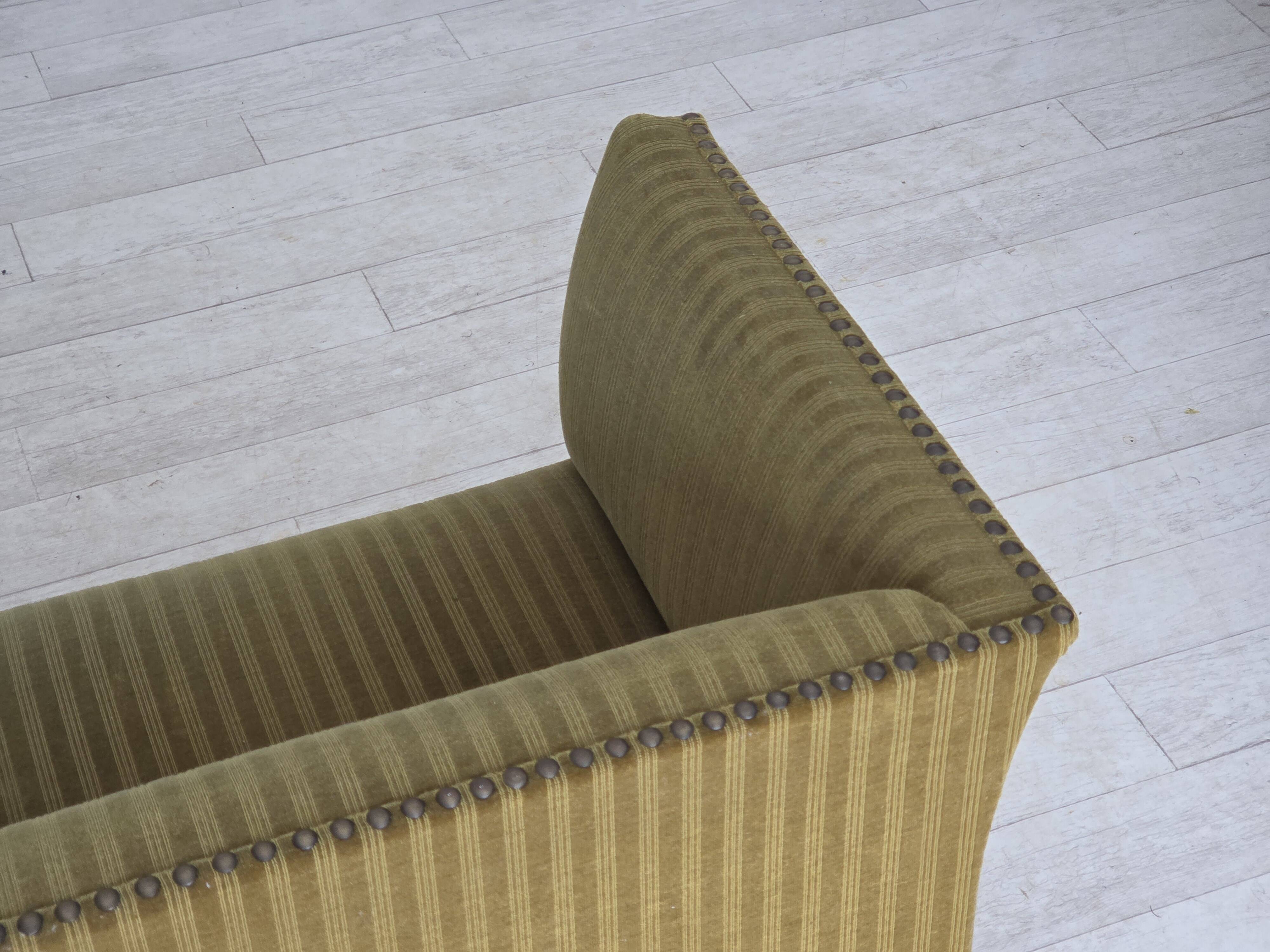 1970s, Danish 2-seater sofa, original green furniture velour.