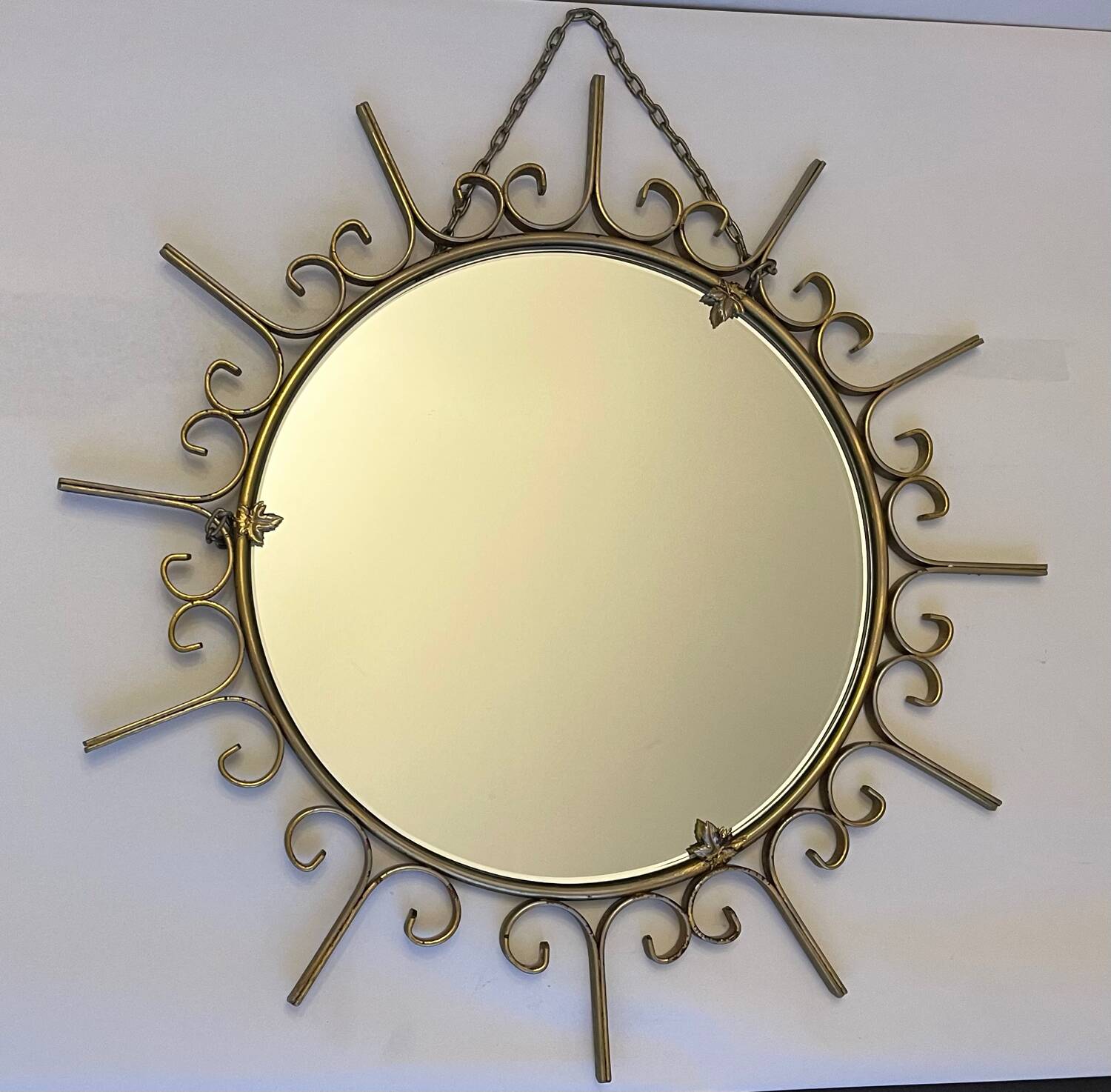 Gold metal sun mirror