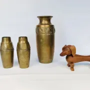 Art Nouveau Wrought and Hammered Brass Vase from WMF, Germany 1920s
