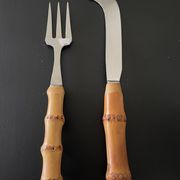 Bamboo handle cheese serving cutlery