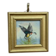 Mid-Century Oil on Panel – “ Birds” by Unknown, Vintage & Framed 11 × 11 cm