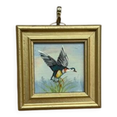 Mid-Century Oil on Panel – “ Birds” by Unknown, Vintage & Framed 11 × 11 cm