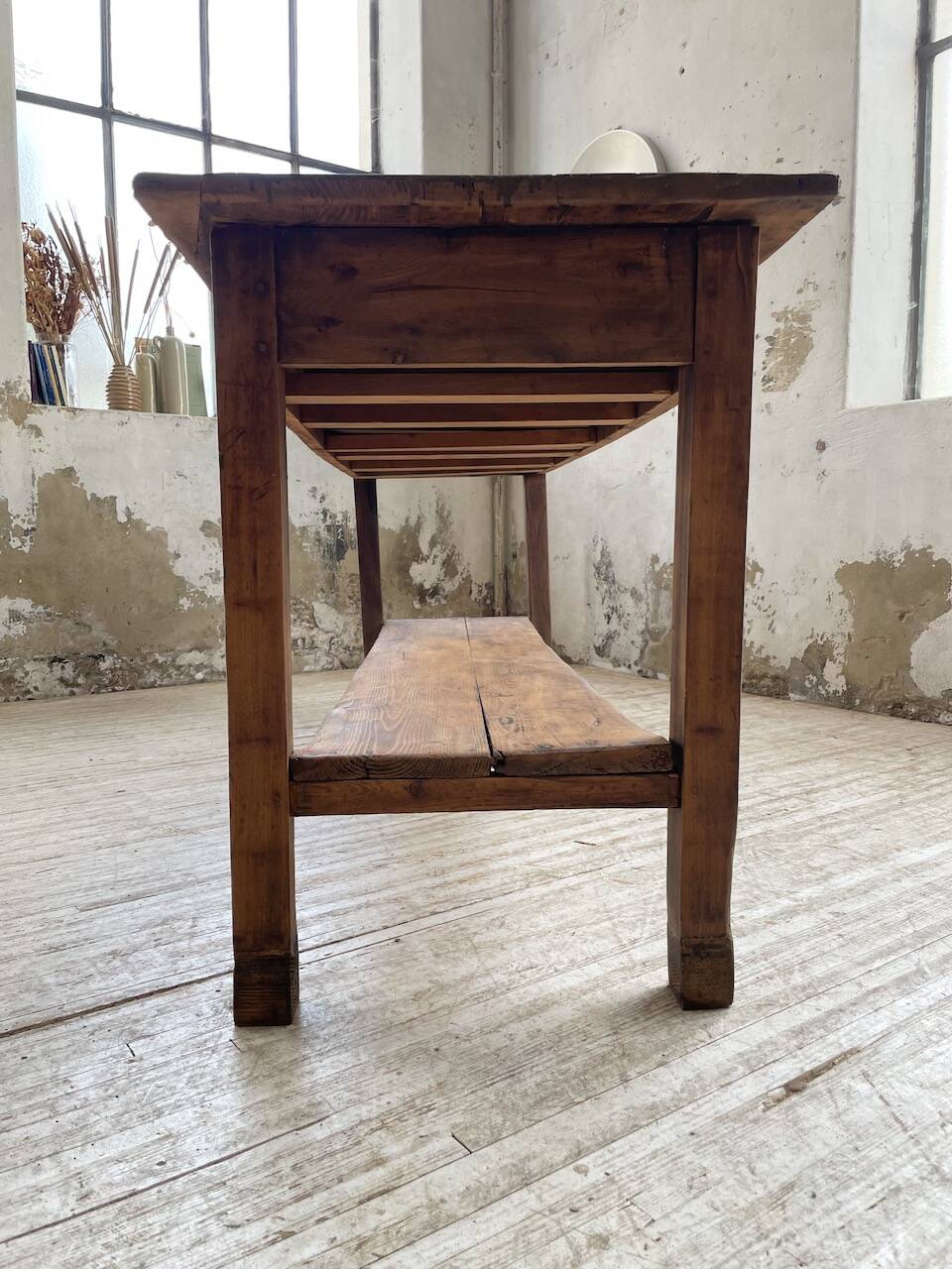 Drapery console table in pine