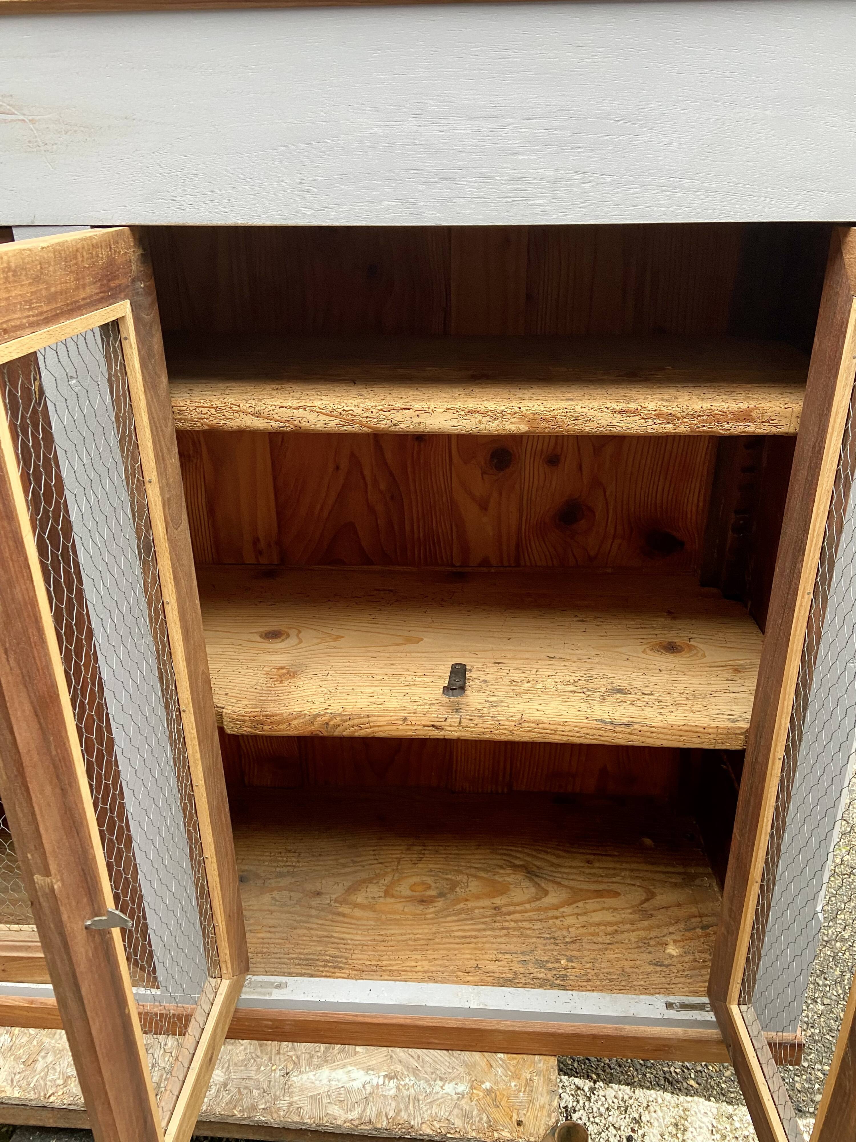 Gray and wood sideboard