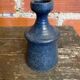 Vintage 1970s Blue Glazed Terracotta Candle Holder
