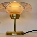 Art Deco bedside lamp in brass and etched glass