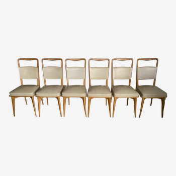Set of 6 vintage 50s Scandinavian chairs