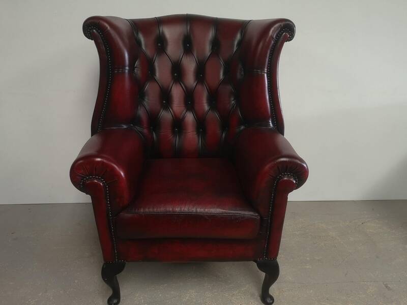 English armchair chesterfield burgundy leather