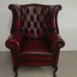 English armchair chesterfield burgundy leather