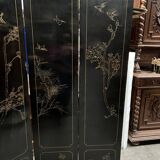Antique Chinese bedroom screen, inlay of soapstone, jade, ivory, mother-of-pearl