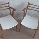 Paire de fauteuil pieds compas années 50.