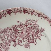 Assiette plate ancienne terre de fer rose Onnaing | Faïence française