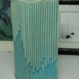 Modernist ceramic vase blue stamped signed 80s