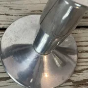 Pair of minimalist polished aluminium candle holders