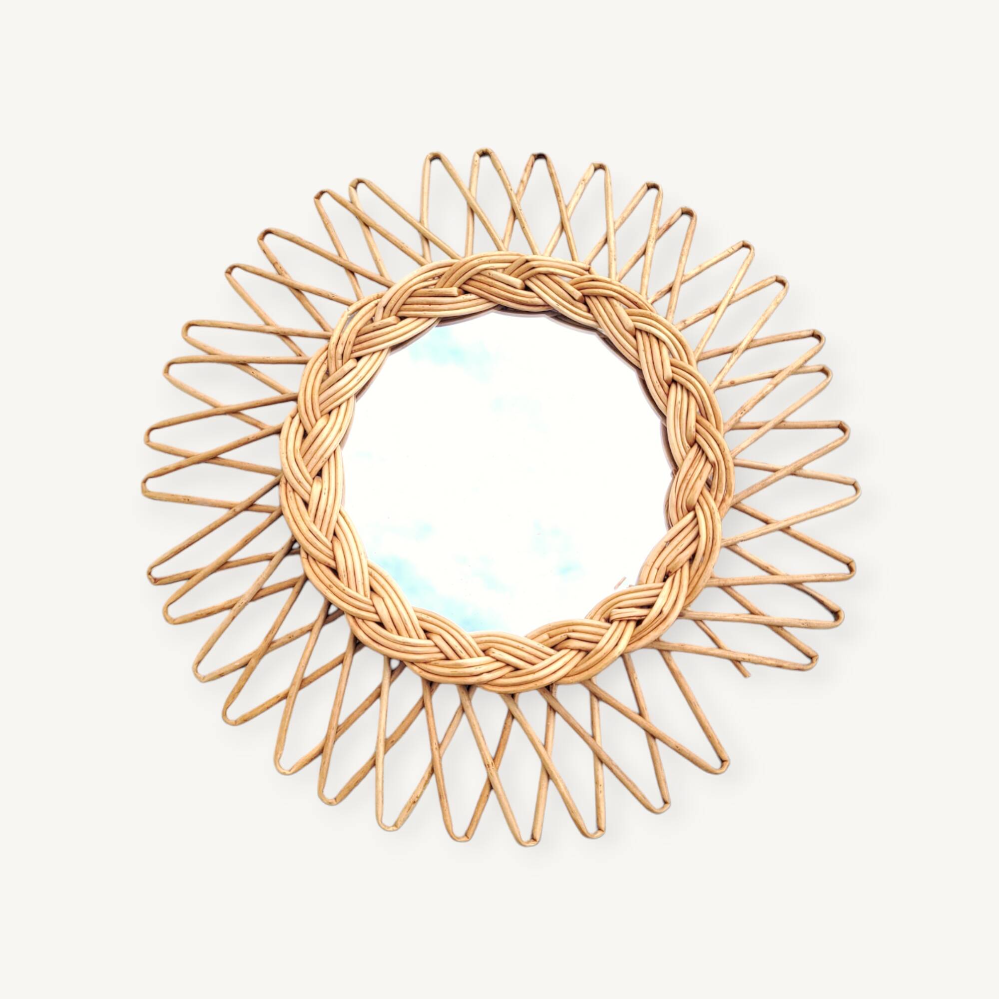 Small rattan sun mirror 1970