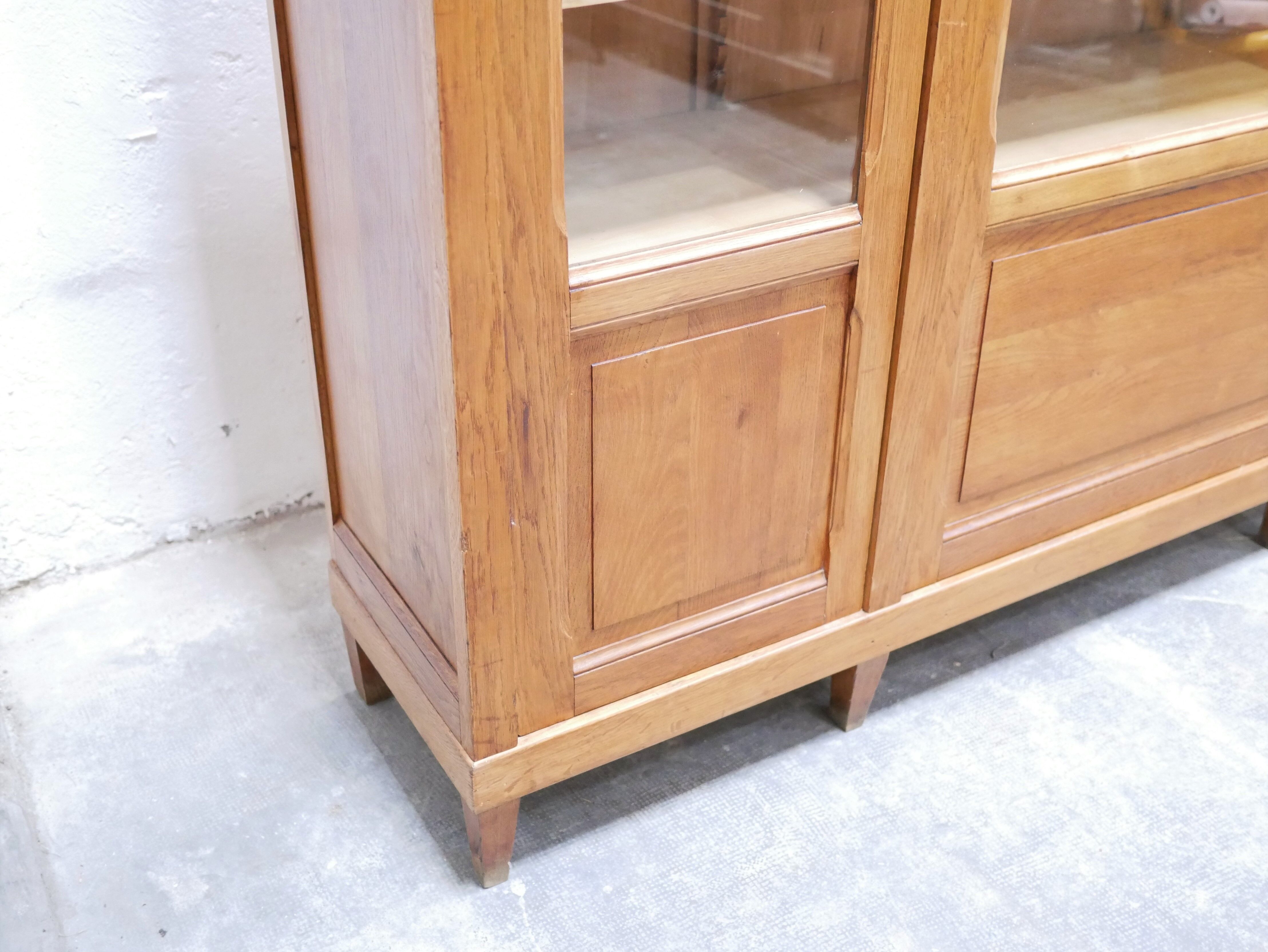 Vintage wooden glass bookcase cabinet