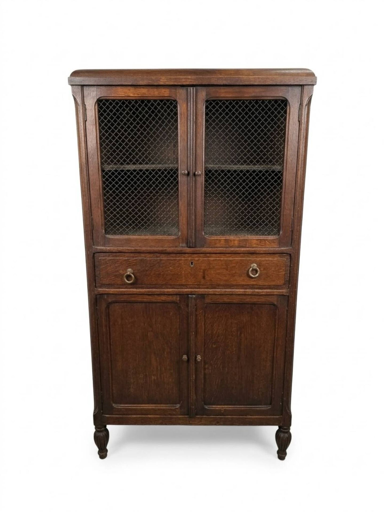 Meuble vintage en chêne avec portes grillagées