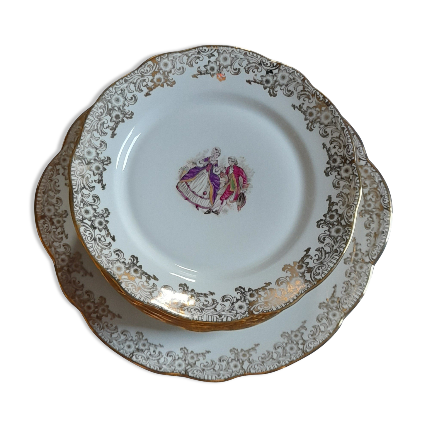 Pastry service / cake 10 dessert plates + 1 main course - FD Chauvigny - France