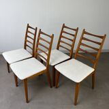 4 Scandinavian chairs, teak with boucle seats.