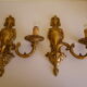 2 "Metra.F" gold-coloured metal flame wall appliques, steerable branch