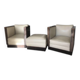 Two armchairs and an Art Deco style pouf