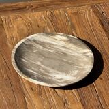 Petrified wood vide poche, circular dish or plate in light beige D25.