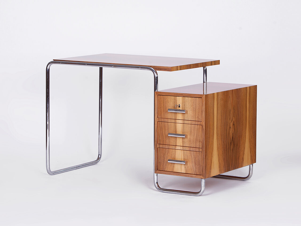 Functionalist Desk Czech Bauhaus Tubular Steel, 1930s
