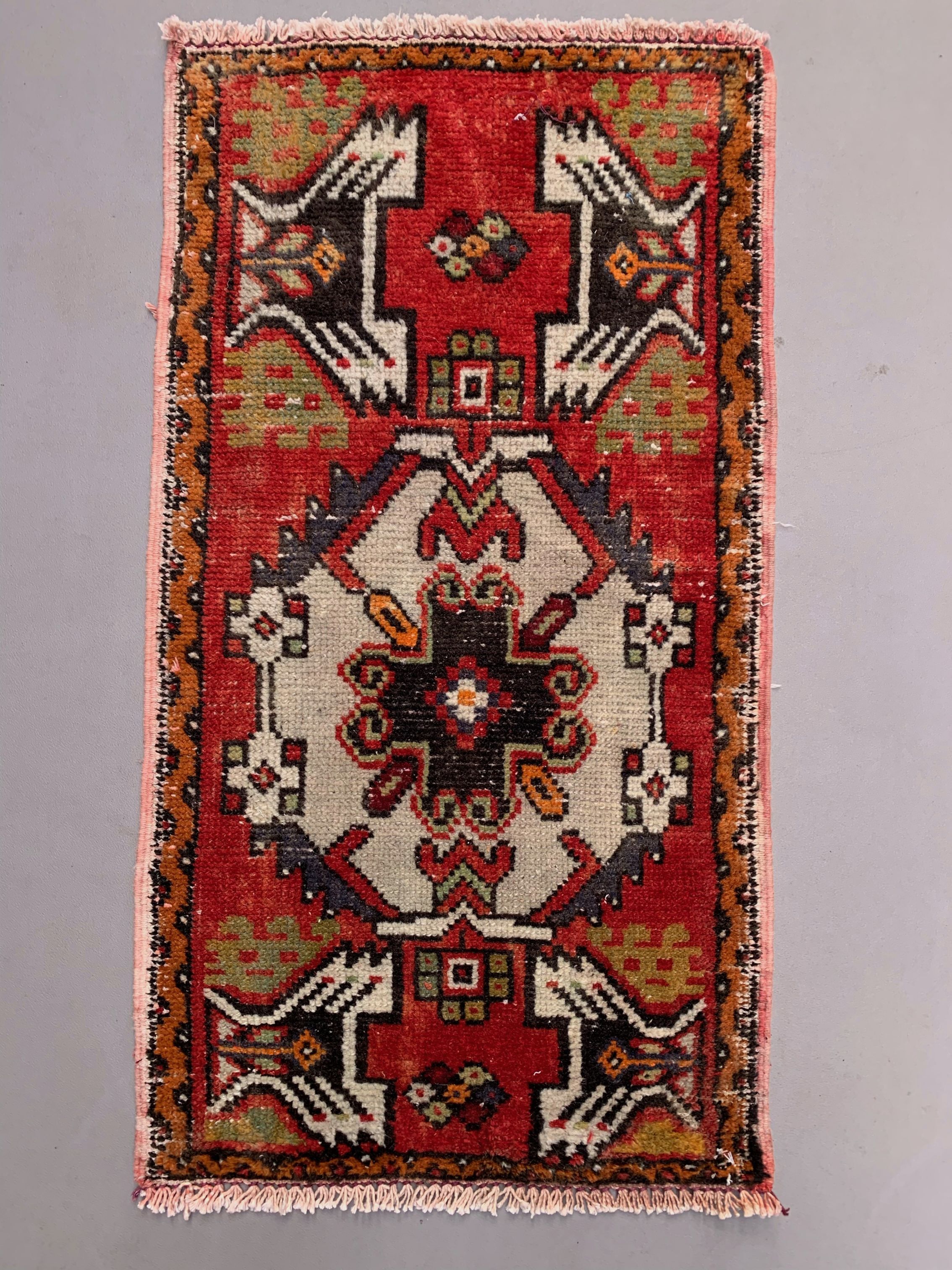 Small Vintage Turkish Rug 94x50 cm, Short Runner, Tribal, Shabby Chic