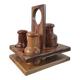 Vintage olive wood condiment service