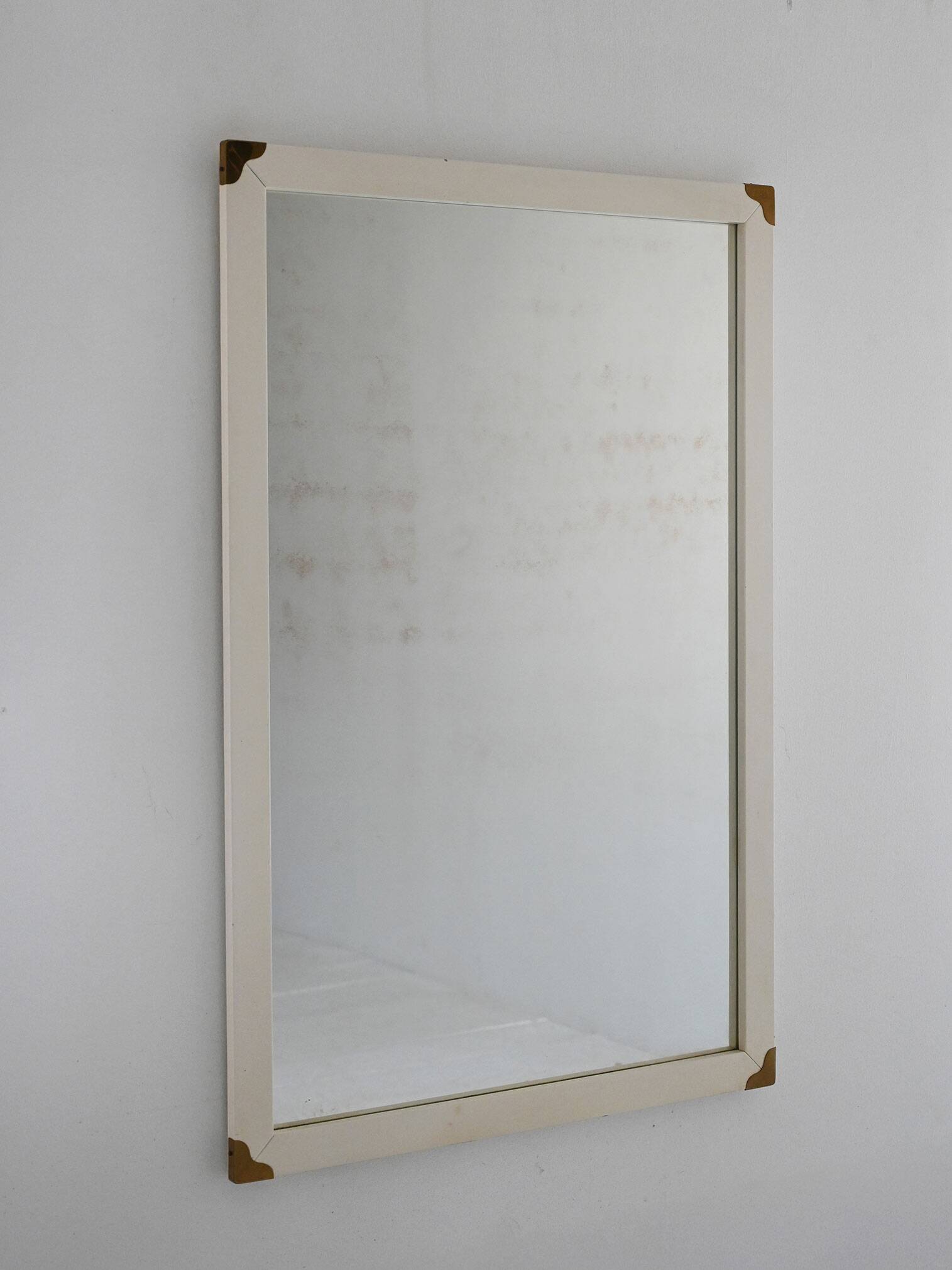 Scandinavian vintage mirror white with brass angles
