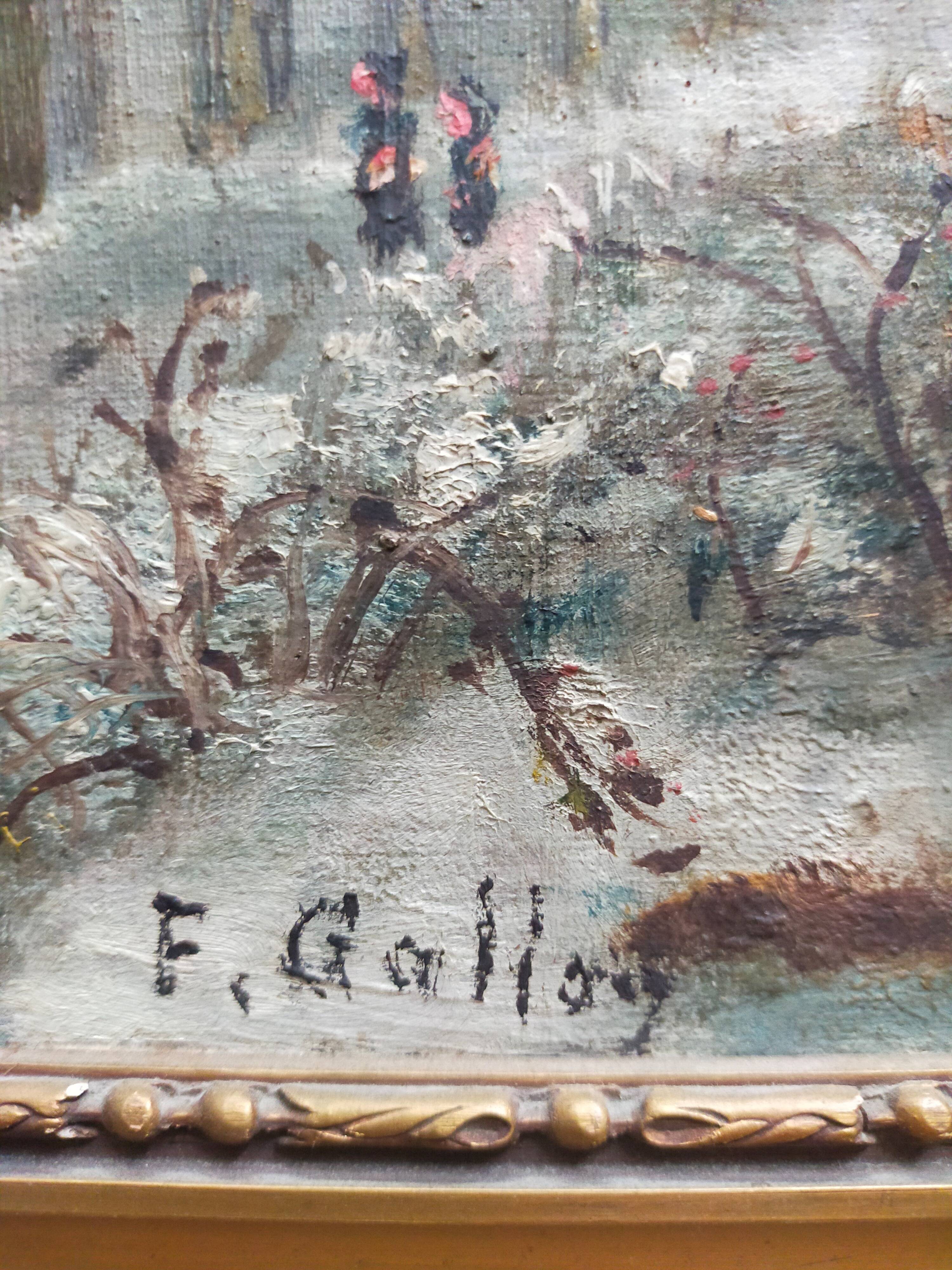 Winter landscape oil on panel signed