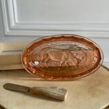 Beurrier coupelle vaches en verre rose France