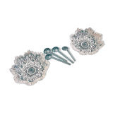 Pair of crystal salt cellars with spoons