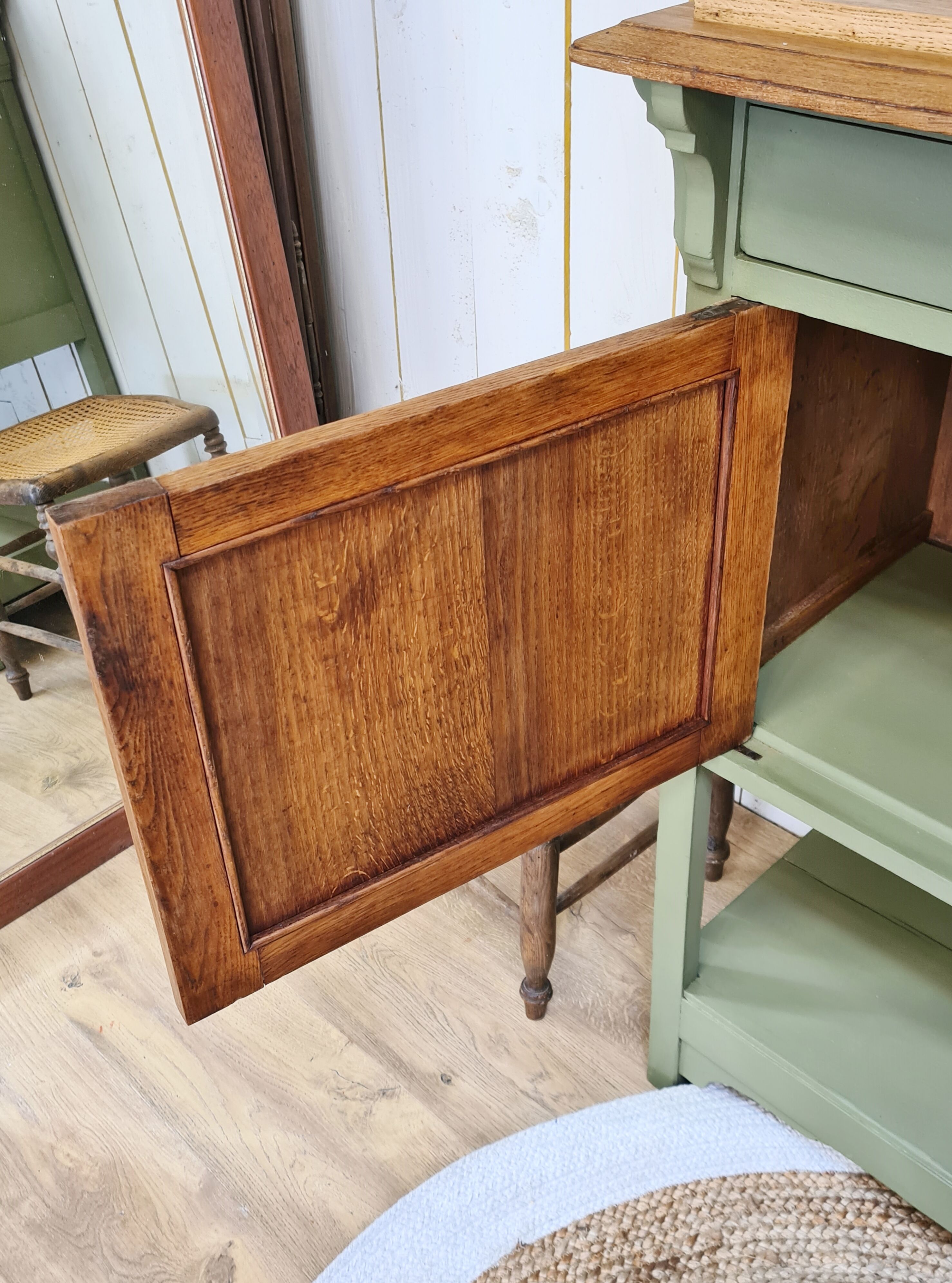 Old 2-door service console in restyled solid oak