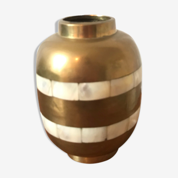 Brass and mother-of-pearl vase