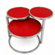 Table basse année 70 à trois niveaux en verre structure acier chromée