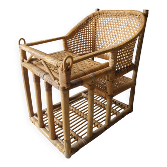 vintage rattan bamboo baby doll chair