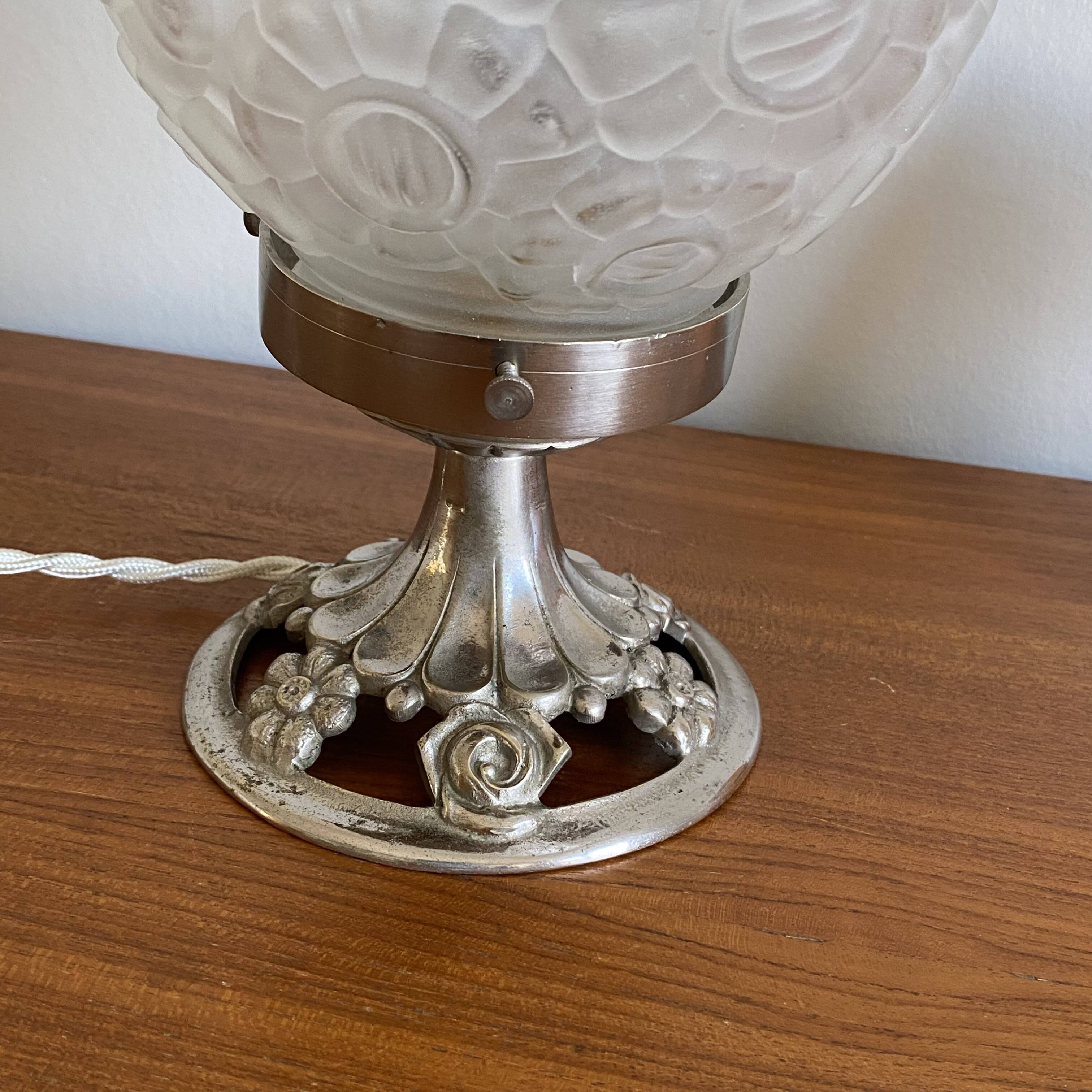 Art deco table lamp, desk lamp, antique glass globe