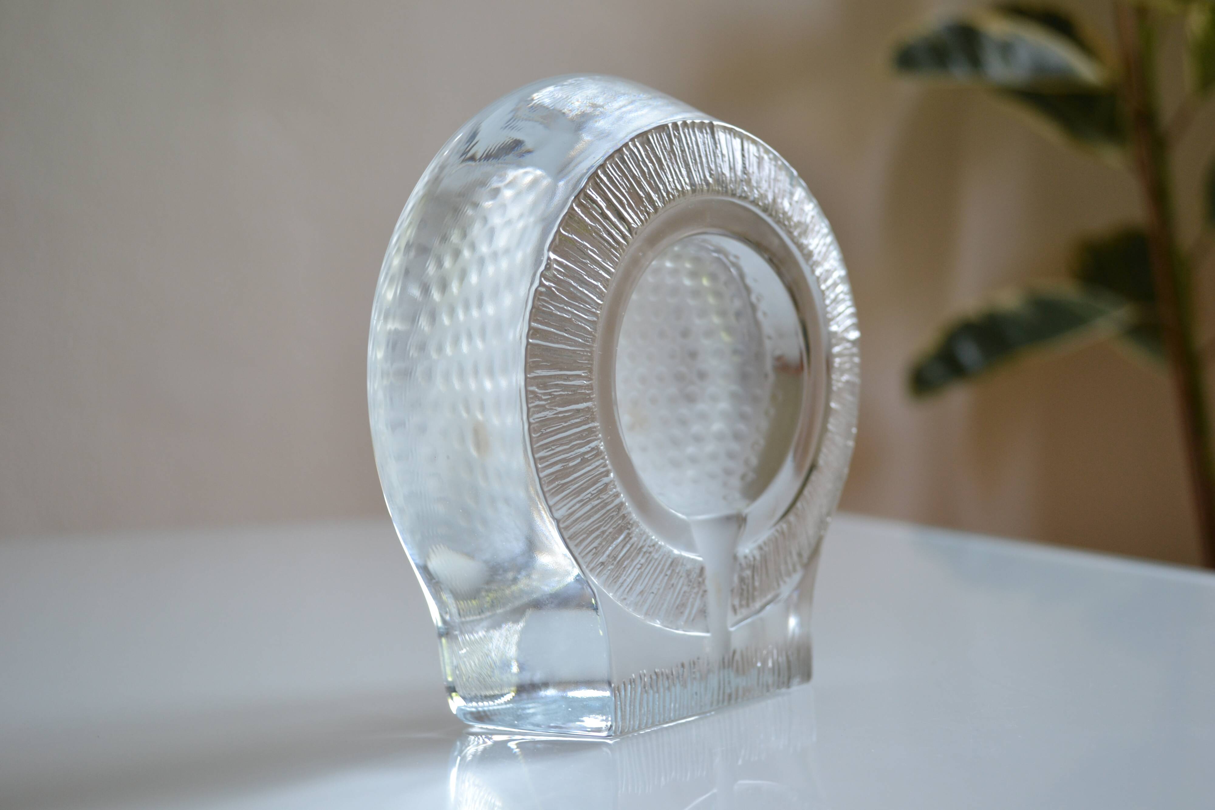 Golf crystal pocket emptier or paperweight by Nybro of Sweden