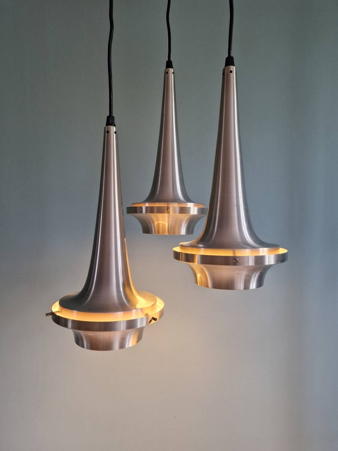 Lustre cascade Space Age en aluminium brossé, années 1960-70