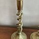 Duo of twisted brass candle holders