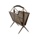 Mid-Century Modern Italian Wicker and Brass Magazine Rack, 1950