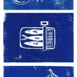 Triptych (trio) of linocuts