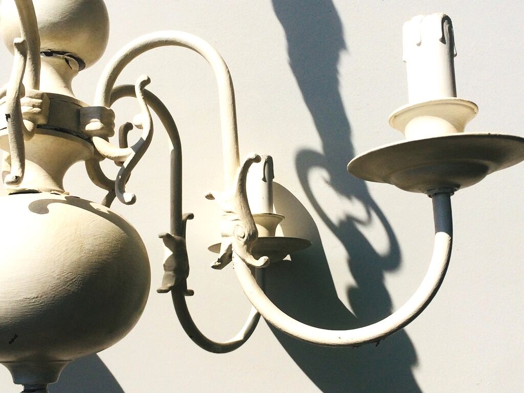 Small patinated dutch chandelier shabby chic 54 x 59 cm