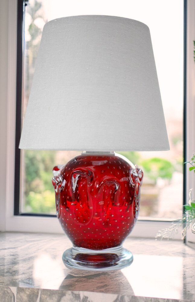 Red crystal glass lamp by Börne Augustsson for Åseda