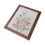 Underside of vintage wood and ceramic dish